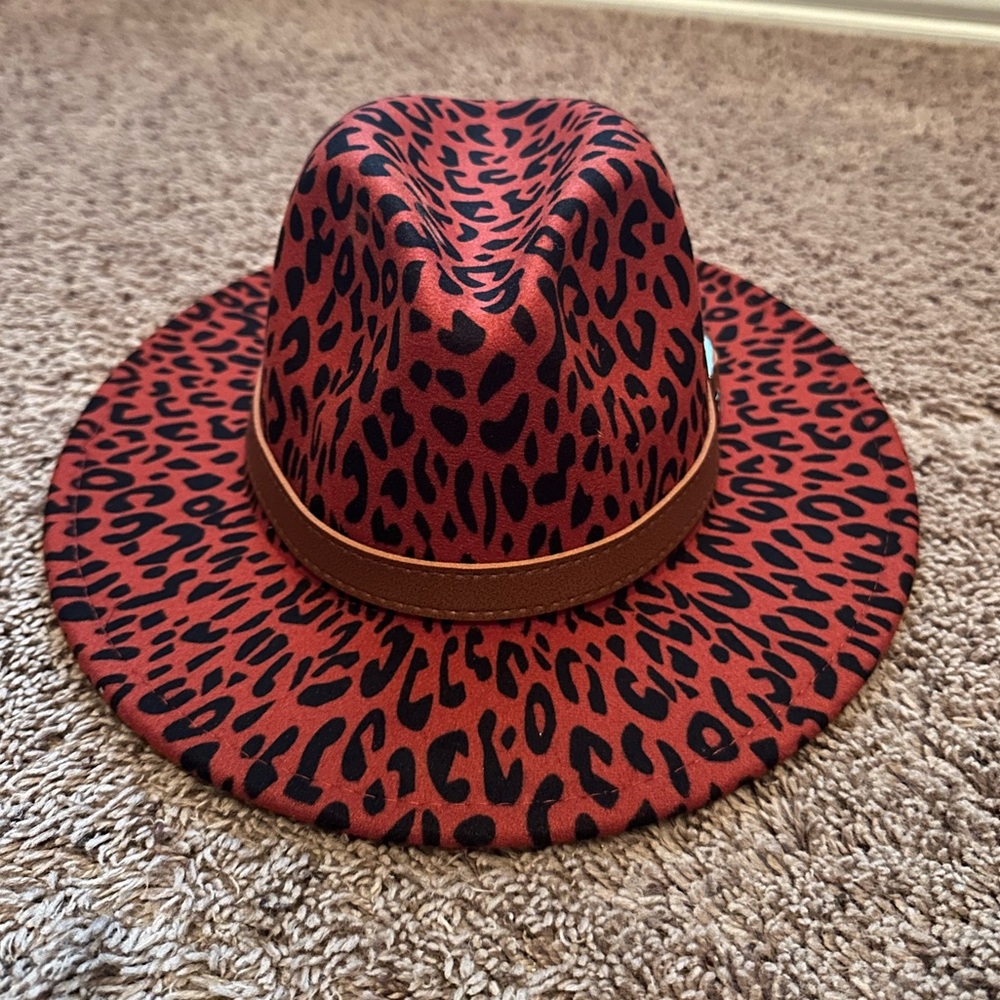 Fedora Deep Red Animal Print
